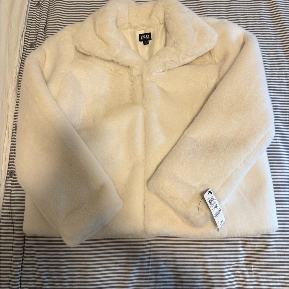 INC International Concepts Women's Off-White Teddy Jacket